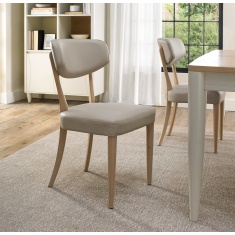 Delta Scandi Oak Upholstered Back Dining Chair - Ivory Bonded Leather (Pair) Delta Scandi Oak Upholstered Back Dining Chair - Ivory Bonded Leather (Pair)