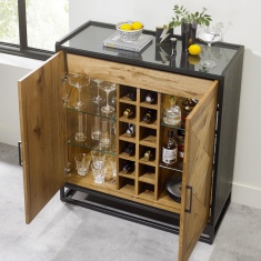 Vancouver Rustic Oak Drinks Cabinet