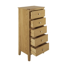 Hardwick Oak 5 Drawer Tallboy