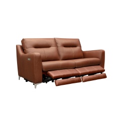 G Plan Austen 3 Seater Leather Sofa With Double Power Footrest & USB