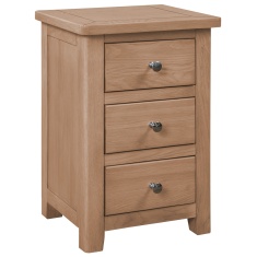 Cannes 3 Drawer Bedside Cabinet - Oak Cannes 3 Drawer Bedside Cabinet - Oak