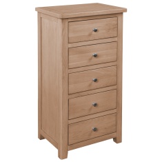 Cannes 5 Drawer Narrow Chest - Oak Cannes 5 Drawer Narrow Chest - Oak