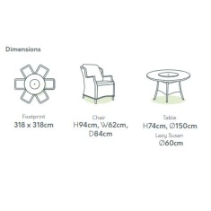 Cuba 6 Seat Dining Set With Lazy Susan - Grey