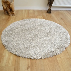 Mastercraft 039-001/2211 Twilight Shaggy Round Rug - Linen/White