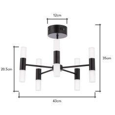 BHS Lois 10 Light Ceiling Light - Black