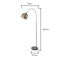 BHS Benson Curved Floor Lamp - Satin Nickel