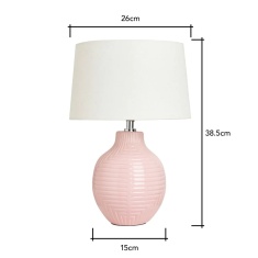 BHS Nena Ceramic Embossed Table Lamp - Pink