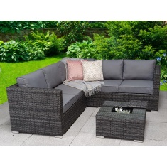 Signature Weave Georgia Corner Sofa Set With Ice Bucket - Grey