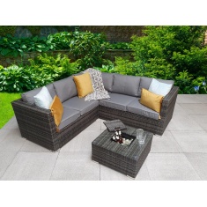 Signature Weave Georgia Corner Sofa Set With Ice Bucket - Grey Signature Weave Georgia Corner Sofa Set With Ice Bucket - Grey