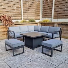 Signature Weave Alarna Corner Set With Adjustable Table - Grey Signature Weave Alarna Corner Set With Adjustable Table - Grey