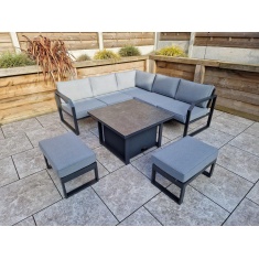 Signature Weave Alarna Corner Set With Adjustable Table - Grey