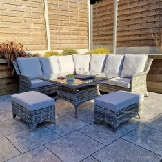 Signature Weave Sarah Corner Set With Ice Bucket - Grey Signature Weave Sarah Corner Set With Ice Bucket - Grey