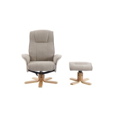 Maine Fabric Recliner Chair & Stool Set - Camel