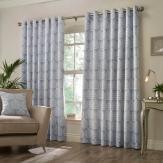 Paoletti Horto Botanical Eyelet Curtains - Blue Paoletti Horto Botanical Eyelet Curtains - Blue