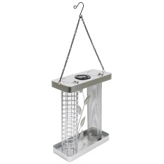 Henry Bell Solar Powered Twin Bird Feeder - Silver Henry Bell Solar Powered Twin Bird Feeder - Silver