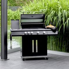 Grillstream Stealth 4 Burner Hybrid Gas & Charcoal Barbecue with Side Burner - Matt Black Grillstream Stealth 4 Burner Hybrid Gas & Charcoal Barbecue with Side Burner - Matt Black