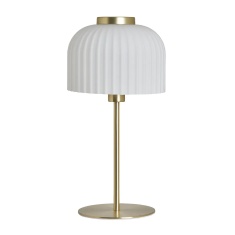 BHS Binita Glass Ribbed Table Lamp - Opal & Brass BHS Binita Glass Ribbed Table Lamp - Opal & Brass