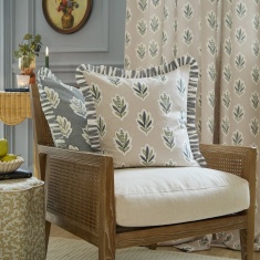 Sanderson Sessile Leaf Ruffle Feather Rich Cushion 50cm - Flax Sanderson Sessile Leaf Ruffle Feather Rich Cushion 50cm - Flax