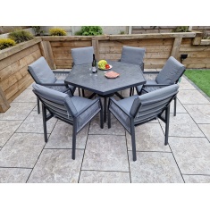 Signature Weave Bettina 6 Seater Hexagon Ceramic Table Dining Set Signature Weave Bettina 6 Seater Hexagon Ceramic Table Dining Set