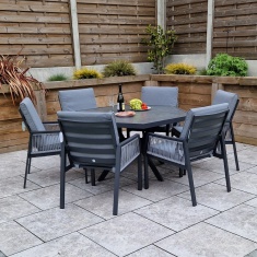 Signature Weave Bettina 6 Seater Hexagon Ceramic Table Dining Set Signature Weave Bettina 6 Seater Hexagon Ceramic Table Dining Set