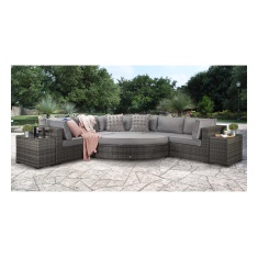 Signature Weave Jessica Corner Set With Pouffe & End Tables - Grey Signature Weave Jessica Corner Set With Pouffe & End Tables - Grey