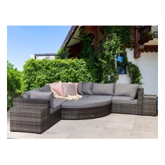 Signature Weave Jessica Corner Set With Pouffe & End Tables - Grey Signature Weave Jessica Corner Set With Pouffe & End Tables - Grey