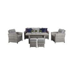 Signature Weave Amy 7 Seater Dining Lounge Set - Grey Signature Weave Amy 7 Seater Dining Lounge Set - Grey
