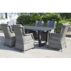 Signature Weave Victoria 6 Seat Dining Set - Grey Signature Weave Victoria 6 Seat Dining Set - Grey