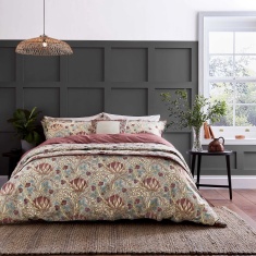 Morris & Co Artichoke Duvet Set - Dove Grey & Wine Morris & Co Artichoke Duvet Set - Dove Grey & Wine