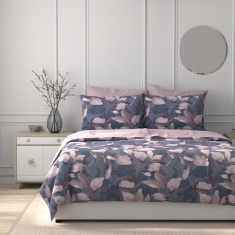 Simply Home Inky Leaves Duvet Set - Blue & Pink Simply Home Inky Leaves Duvet Set - Blue & Pink