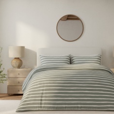 Vantona Drawn Stripe Duvet Set - Sage Vantona Drawn Stripe Duvet Set - Sage