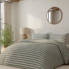 Vantona Drawn Stripe Duvet Set - Sage Vantona Drawn Stripe Duvet Set - Sage