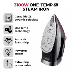 Tower T22034RED One Temp Steam Iron - Red Tower T22034RED One Temp Steam Iron - Red