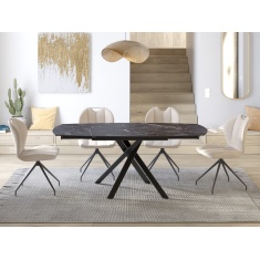 Akante Kheops 130cm/190cm Extending Dining Table - Marquina Marble Akante Kheops 130cm/190cm Extending Dining Table - Marquina Marble