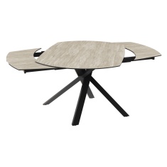 Akante Kheops 130cm/190cm Extending Dining Table - Travertine Ceramic Akante Kheops 130cm/190cm Extending Dining Table - Travertine Ceramic