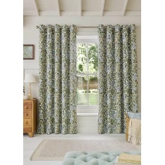William Morris at Home Honeysuckle Blackout Eyelet Curtains -Blue William Morris at Home Honeysuckle Blackout Eyelet Curtains -Blue