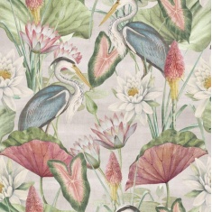 Esselle Home Waterlily Lake Linen Wallpaper - Multicoloured Esselle Home Waterlily Lake Linen Wallpaper - Multicoloured