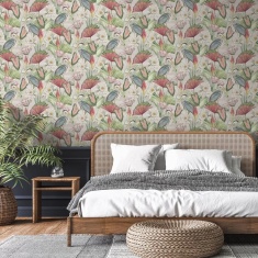 Esselle Home Waterlily Lake Linen Wallpaper - Multicoloured Esselle Home Waterlily Lake Linen Wallpaper - Multicoloured