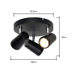 BHS Frida 3 Light Ceiling Plate - Black BHS Frida 3 Light Ceiling Plate - Black