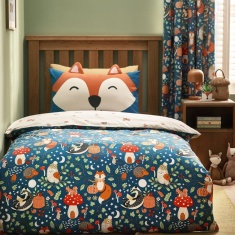 Catherine Lansfield Fox & Woodland Friends Single Duvet Set - Blue/Multi Catherine Lansfield Fox & Woodland Friends Single Duvet Set - Blue/Multi