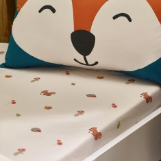 Catherine Lansfield Fox & Woodland Friends Single Fitted Sheet - White Catherine Lansfield Fox & Woodland Friends Single Fitted Sheet - White