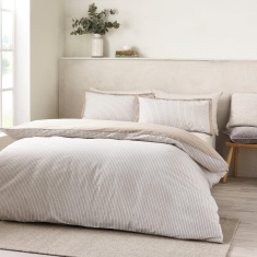 Catherine Lansfield Oxford Pinstripe Duvet Set - Natural Catherine Lansfield Oxford Pinstripe Duvet Set - Natural