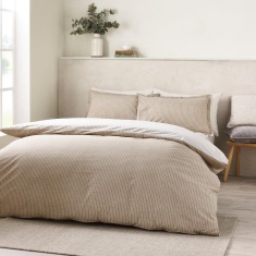 Catherine Lansfield Oxford Pinstripe Duvet Set - Natural Catherine Lansfield Oxford Pinstripe Duvet Set - Natural