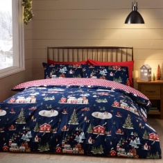Catherine Lansfield Christmas Ski Village Duvet Set - Blue Catherine Lansfield Christmas Ski Village Duvet Set - Blue