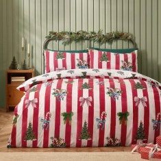 Catherine Lansfield Christmas Stripe Duvet Set - Red Catherine Lansfield Christmas Stripe Duvet Set - Red