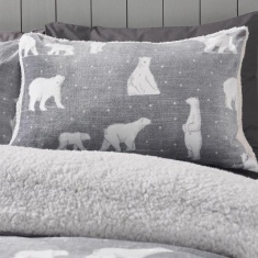 Catherine Lansfield Cosy Polar Bear Fleece Duvet Set - Grey Catherine Lansfield Cosy Polar Bear Fleece Duvet Set - Grey