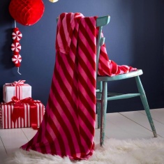Fusion Festive Candy Stripe Fleece Throw - Pink Fusion Festive Candy Stripe Fleece Throw - Pink