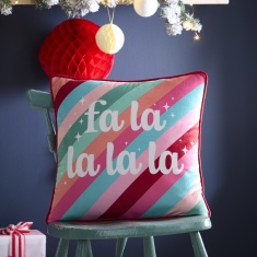 Fusion Festive Fa La La La Cushion 43cm - Multi Fusion Festive Fa La La La Cushion 43cm - Multi
