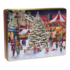 Grandma Wilds Embossed Giant Christmas Market Scene Biscuit Tin - 600g Grandma Wilds Embossed Giant Christmas Market Scene Biscuit Tin - 600g