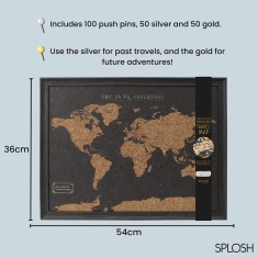 Splosh Small Desk Travel Map World Pin Board - Black Splosh Small Desk Travel Map World Pin Board - Black